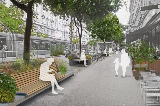 Nagykörút tanulmányterv: Cél pezsgő utcai életet biztosító rendezett gyalogos környezet megteremtése