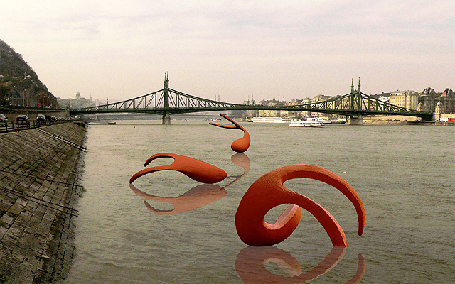 Visualization of the sculpture composition „The memory of big fishes"
